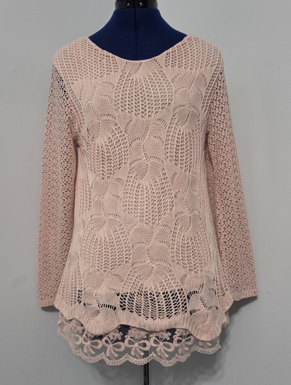 Pink Crochet Lace Fairy Top Size M